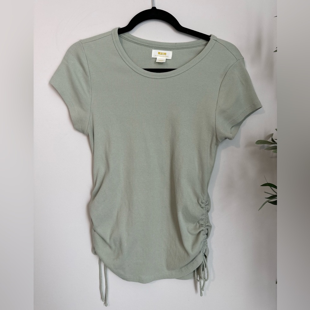 Anthropologie Maeve Short Sleeve Ruched Tee